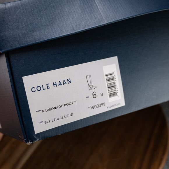 Cole Haan Parsonage Riding Boot Knee High Tall Black Leather Size 6 B EUC w/box - Picture 8 of 8